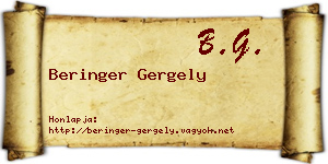 Beringer Gergely névjegykártya